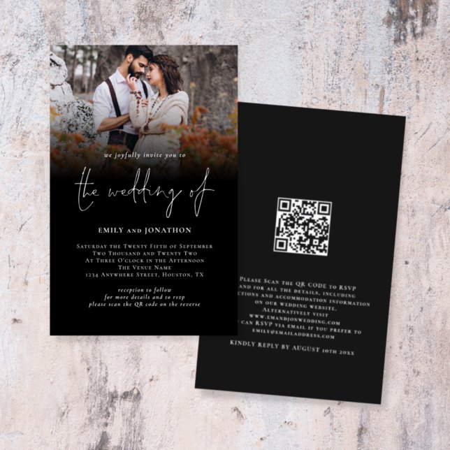 Budget Foto QR Code Skript Hochzeit Black Einladun (Von Creator hochgeladen)
