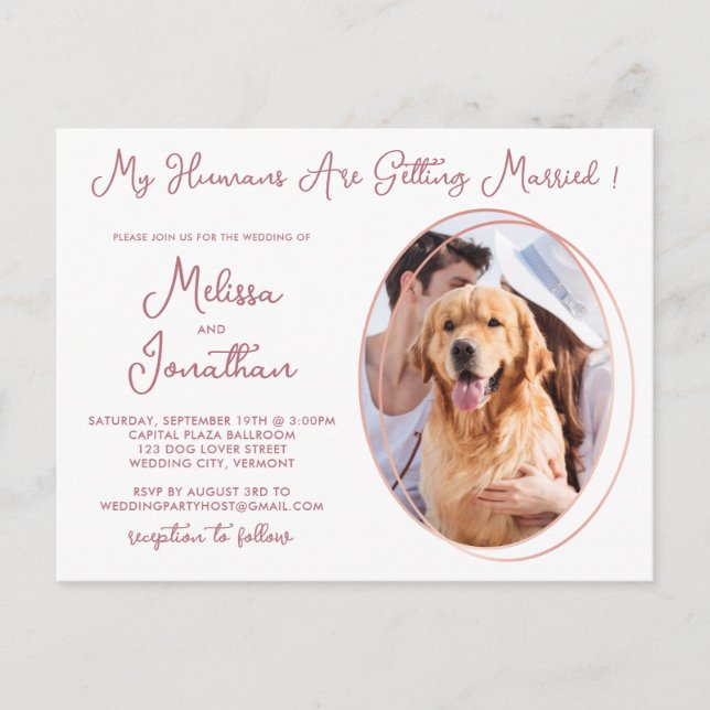 Budget Foto Rose Gold Hochzeit Einladung Postkarte (Vorderseite)