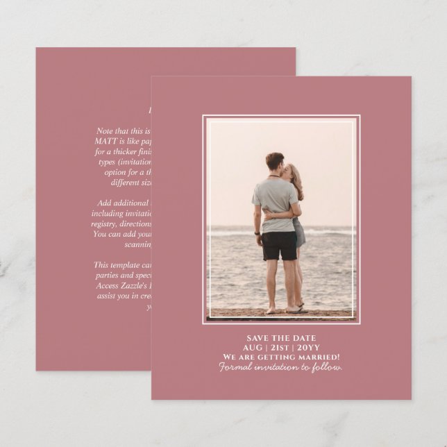 BUDGET-Foto Save the Date Dusty Rose Hochzeit (Vorne/Hinten)