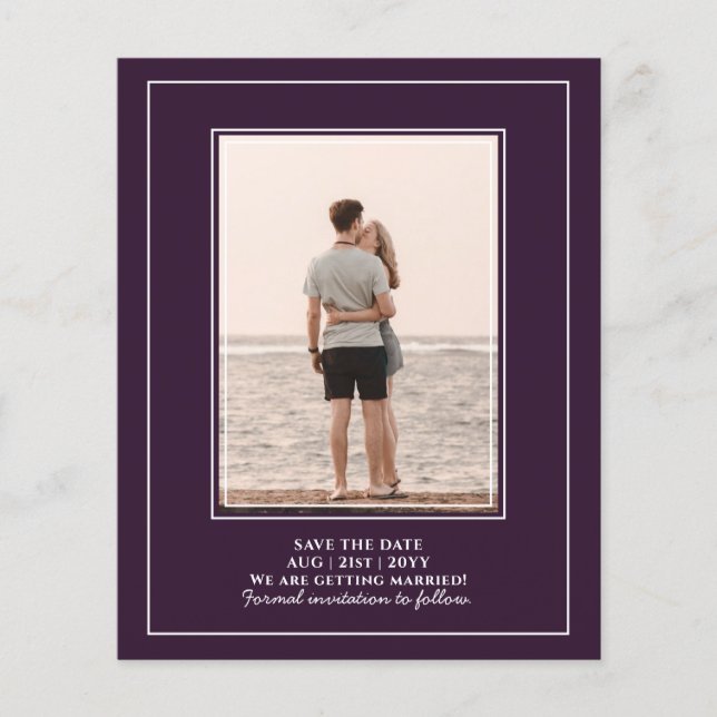 BUDGET-Foto Save the Date Plum Lila Wedding Flyer (Vorne)