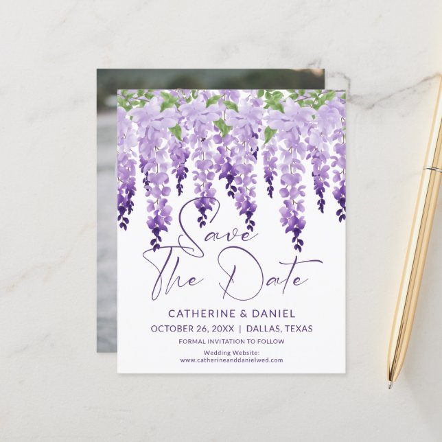 Budget Foto Save the Date Wisteria Wedding (Vorderseite/Rückseite Beispiel)