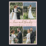 Budget Foto Script Pink Gold Hochzeit Vielen Dank<br><div class="desc">Elegante, minimalistisch rot Rosa und goldene Hand Lettered 4 Foto Collage personalisiert Hochzeit Dank Ihnen personalisiert günstigen Low-Budget THIN-Karte. ***BITTE BEACHTEN SIE, SCROLL DOWN FÜR WEITERE INFO!**** Stilvolle Hochzeitskartentafel mit vier (4) Foto vorne und einem (1) Foto auf der Rückseite. Mit dem Text "Liebe und Dank" in einer Wirblen Hand...</div>