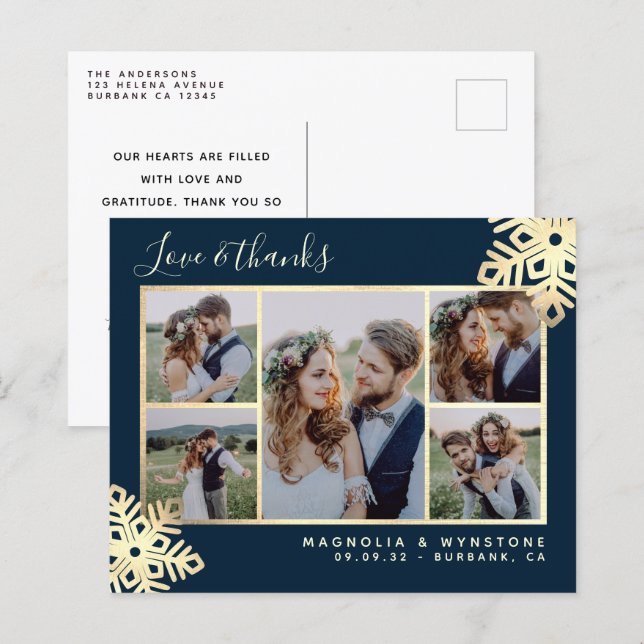 Budget Foto Snowflake Wedding Danke Postcard (Vorne/Hinten)