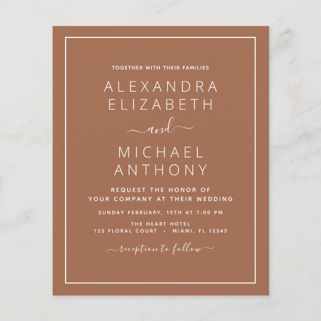 Budget Foto Terracotta Boho Wedding Simple Flyer (Vorne)