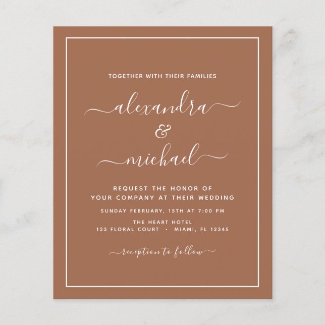 Budget Foto Terracotta Boho Wedding Simple Flyer (Vorne)