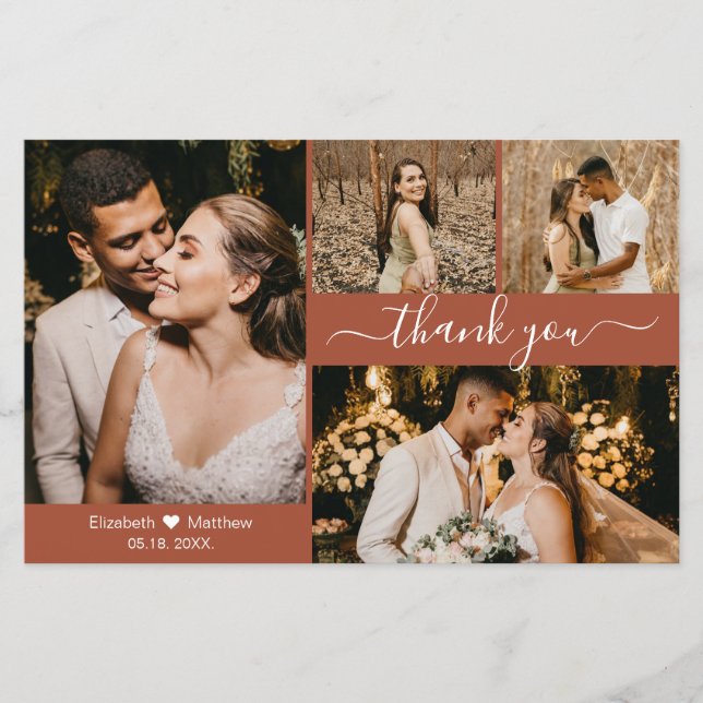 Budget Foto Terracotta Wedding Dankeschön Karte (Vorderseite)