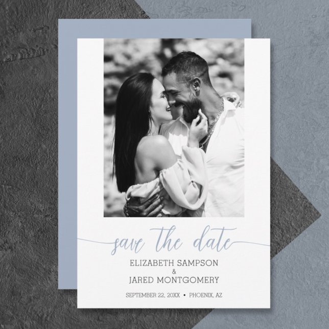 Budget Foto Wedding Dusty Blue Save the Date (Von Creator hochgeladen)
