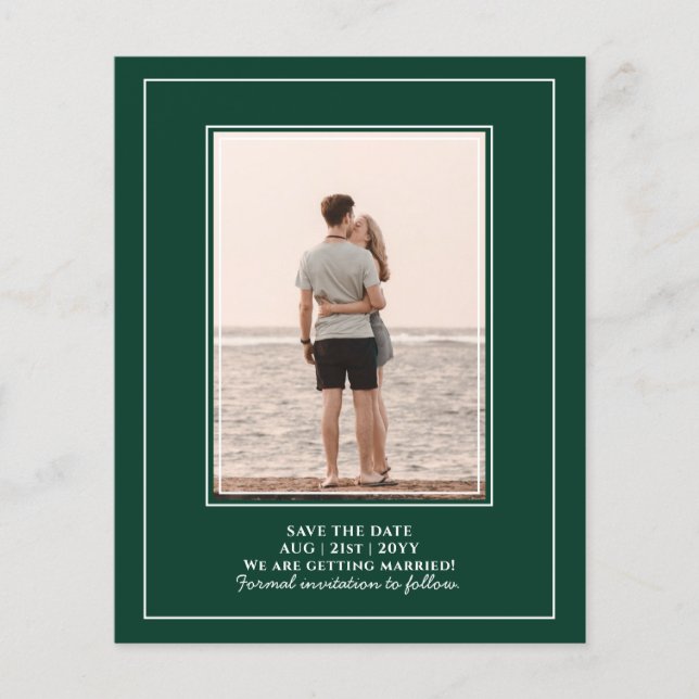 BUDGET Foto Wedding Rett Datum Smaragdgrün Flyer (Vorne)