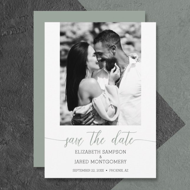 Budget Foto Wedding Sage Green Save the Date (Von Creator hochgeladen)