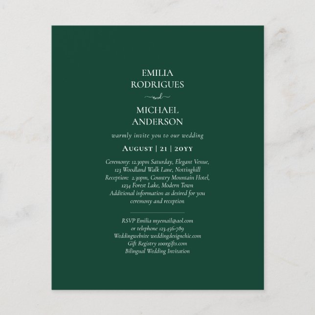 BUDGET FOTO Wedidning Emerald Green Monochrome Flyer (Vorne)