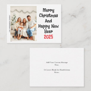 Budget Foto Weihnachten und glückliche Neujahrsfer Mitteilungskarte