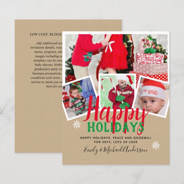 BUDGET Foto Weihnachtskarten - Collage (Vorne/Hinten)