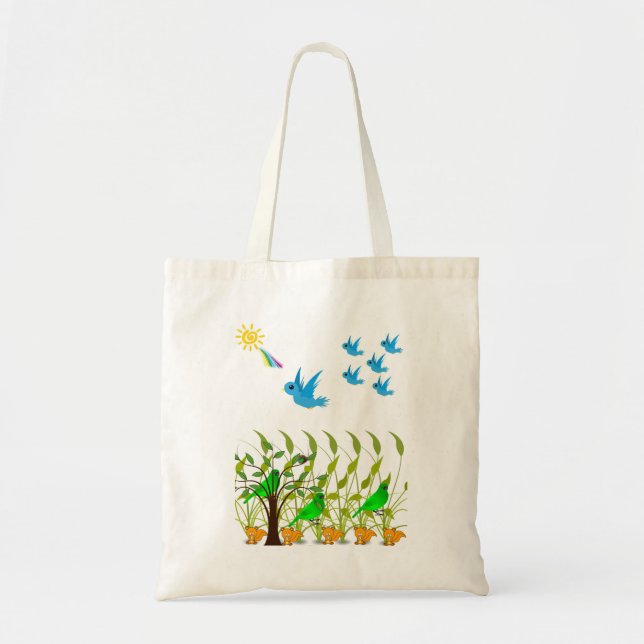 Budget fourre-tout sac à main vol oiseaux bleus am (Devant)