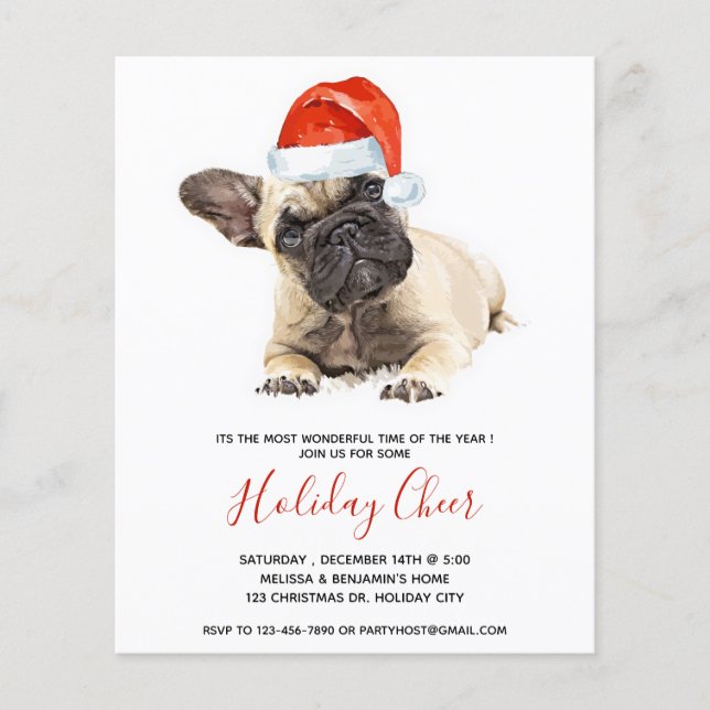 Budget Französischer Bulldog Santa Dog Urlaub Einl (Vorderseite)