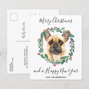 Budget French Buldog Chien Merry Christmas Carte p
