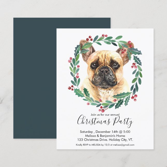 Budget French Bulldog Dog Weihnachtsfeiertag Party (Vorne/Hinten)
