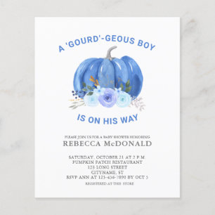 Budget-Freundliche Blaue Kürbis-Baby-Party-Einladu Flyer