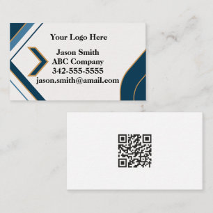 Budget Friendly Blue & Gold Dynamic QR Code Visitenkarte