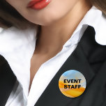 Budget Friendly Event Staff Modern Button Pins<br><div class="desc">Simple modern budget friendly event staff pin back buttons available in bulk. Designed in a modern abstract pattern as a backdrop in classic black bold lettering. Designed for corporate events, music festivals, or political rallies or art festivals.</div>