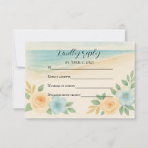 Budget Friendly Floral Beach RSVP Card