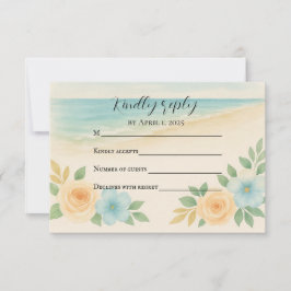 Budget Friendly Floral Beach RSVP Card