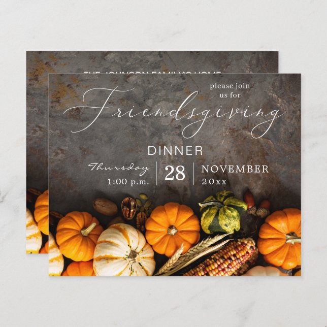 Budget Friendsgiving Erntedank Dinner Pumpkins (Vorne/Hinten)