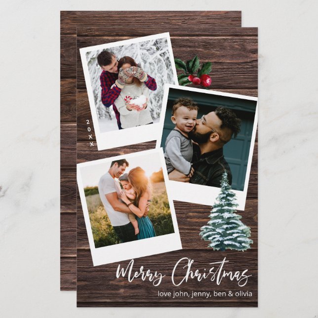 Budget Frohe Weihnachten 3 Instant Foto Rustic LG (Vorne/Hinten)