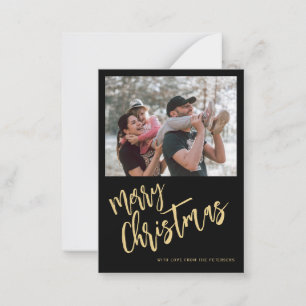 Budget Frohe Weihnachten Foto Gold schwarzer Feier Mitteilungskarte