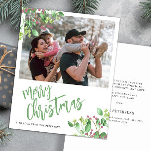 Budget Frohe Weihnachten Foto Grüne Urlaubskarte
