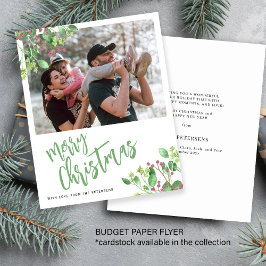 Budget Frohe Weihnachten Foto Grüne Urlaubskarte Flyer
