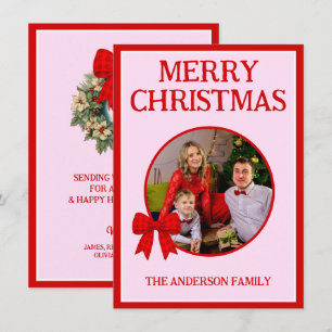 Budget Frohe Weihnachten Foto Rotes Gingham-Band