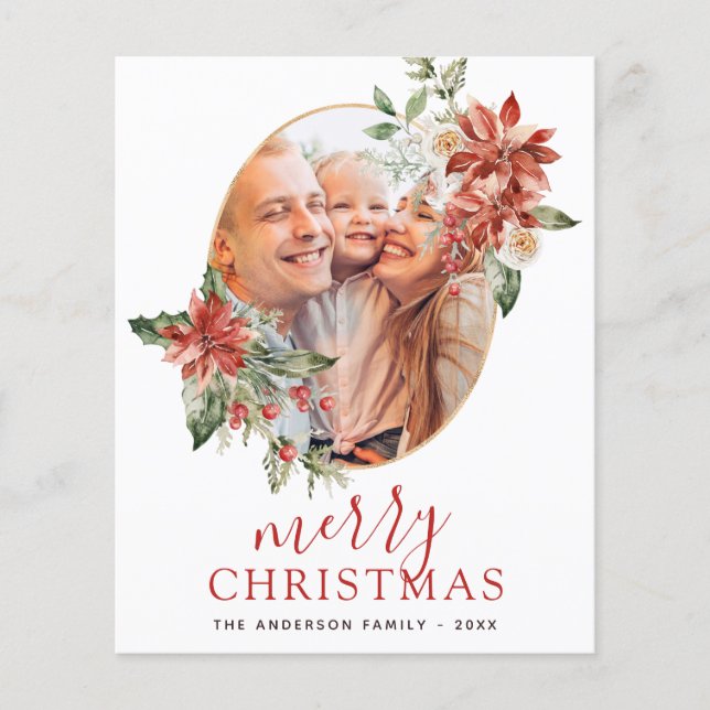Budget Frohe Weihnachten Grüne Foto Urlaub Flyer (Vorne)