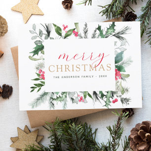 Budget Frohe Weihnachten Grüne Red Holiday Card