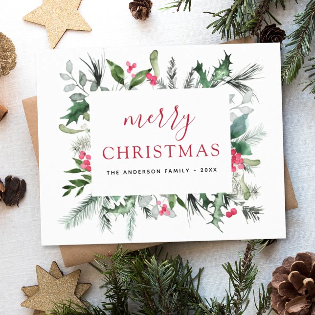 Budget Frohe Weihnachten Grüne Red Holiday Card (Von Creator hochgeladen)