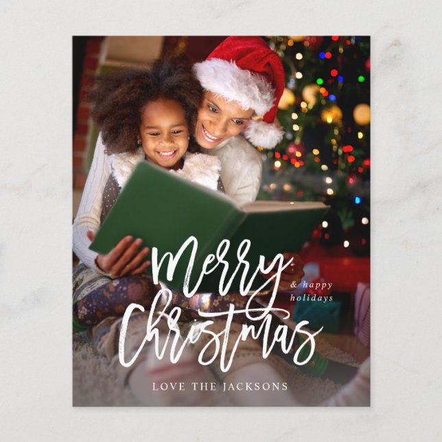 Budget Frohe Weihnachten Kalligrafie Vertikales Fo Flyer (Vorne)