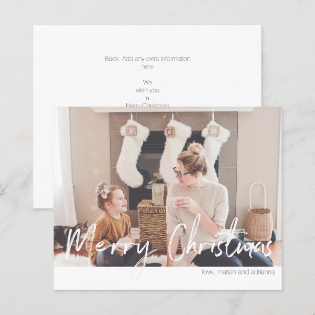 Budget Frohe Weihnachten Modernes Handwriting Foto (Vorne/Hinten)