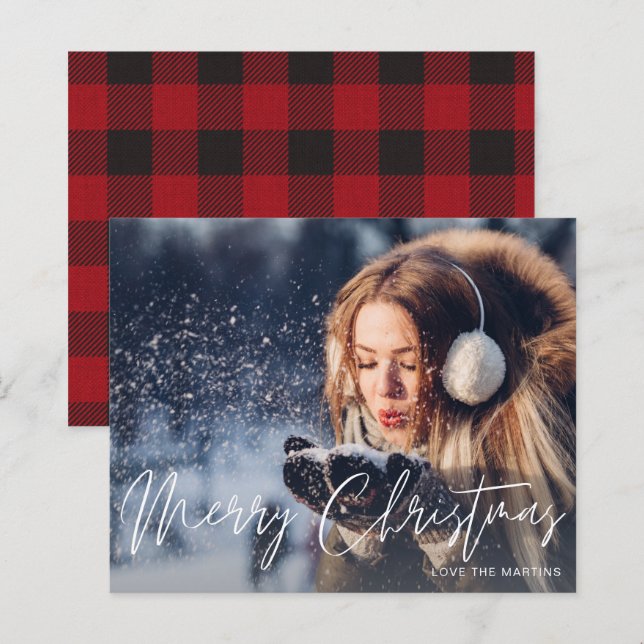 Budget Frohe Weihnachten Modernes Script Foto 2 (Vorne/Hinten)