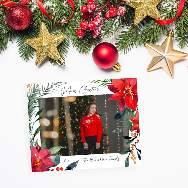 Budget Frohe Weihnachten Poinsettia Foto Flyer (Von Creator hochgeladen)