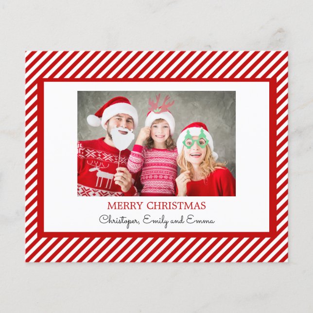 Budget Frohe Weihnachten Red White Foto Card Flyer (Vorne)