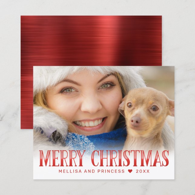 Budget Frohe Weihnachten Rote Schrift Foto Urlaub (Vorne/Hinten)