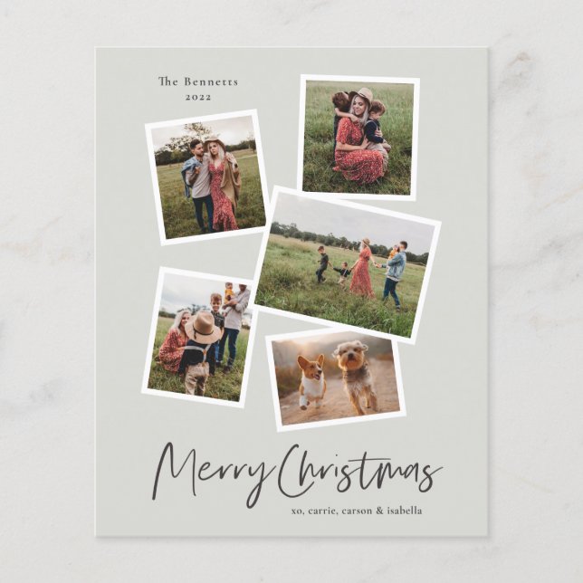 Budget Frohe Weihnachts Foto Collage Urlaubskarte (Vorderseite)