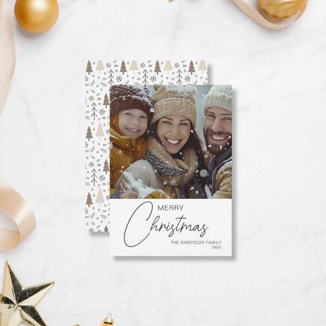 Budget Frohe Weihnachts-Foto-Weihnachtskarte Mitteilungskarte (Create your own budget personalized family photo Christmas Card by MINTIC DESIGN STUDIO)