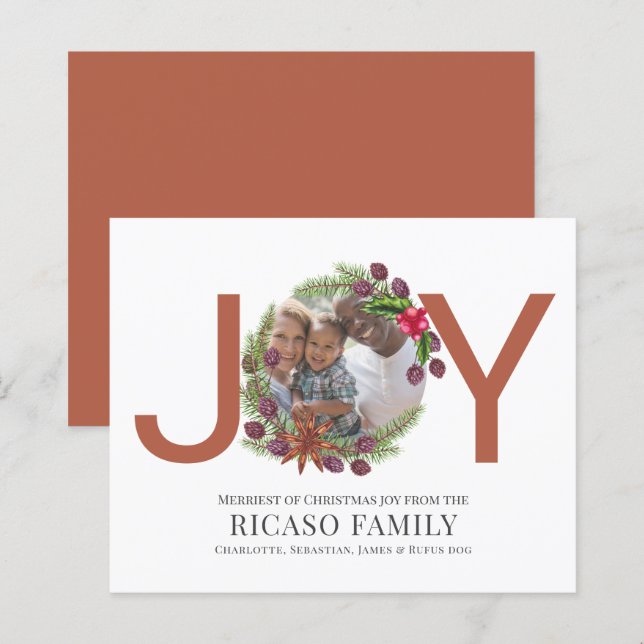BUDGET Frohe Weihnachts-Joy-Wreath-Foto-Karte (Vorne/Hinten)