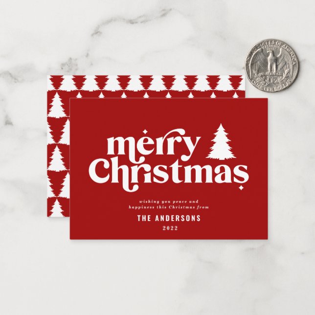Budget Frohe Weihnachtsgrafik ohne Foto Mitteilungskarte (Vorderseite/Rückseite Beispiel)