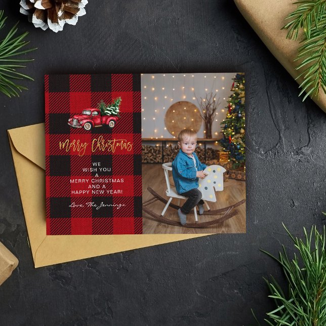 Budget Frohe Weihnachtswagen & Buffalo Karo Foto Flyer (Von Creator hochgeladen)