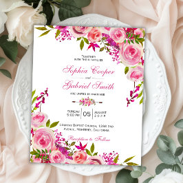 Budget Fuchsia Pink Blues Hochzeitseinladung