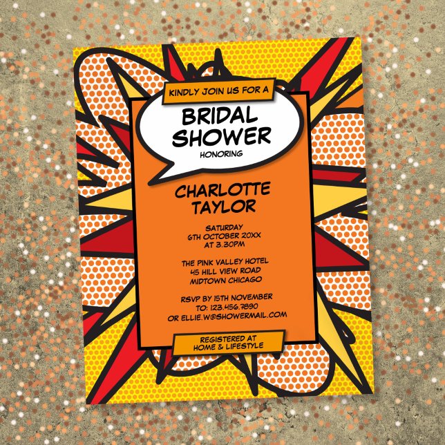 Budget Fun Brautparty Comic Bucheinladung (Budget Fun Bridal Shower Comic Book Invitation)