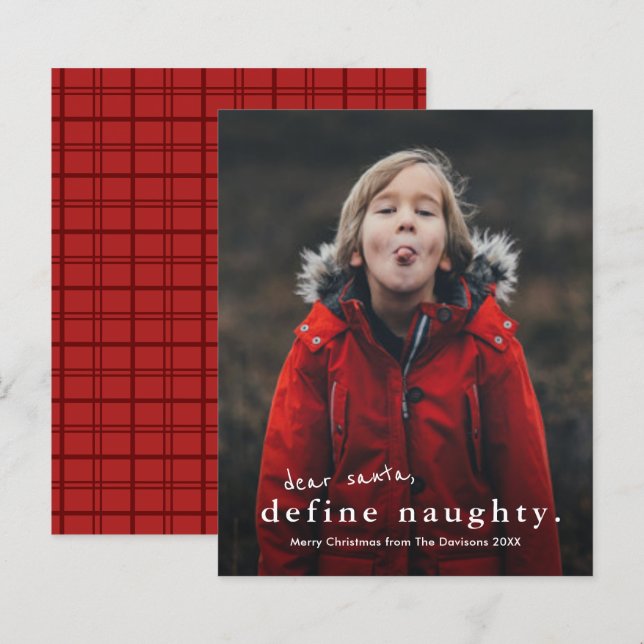 Budget Funny Naughty Foto Weihnachtskarte (Vorne/Hinten)