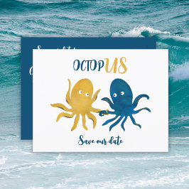 Budget Funny Octopus Navy und Gold Save the Date Ankündigungspostkarte