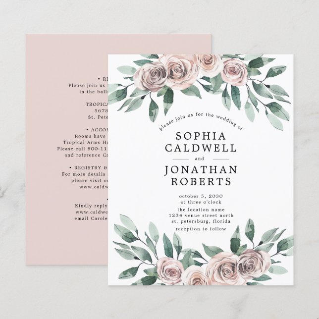 Budget für alle in einer Bohemischen Rose Hochzeit (Vorne/Hinten)